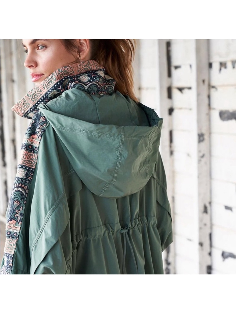 Free People FP Movement She Fly Anorak Windbreaker Hooded Embroidered Jacket XS - Picture 5 of 10